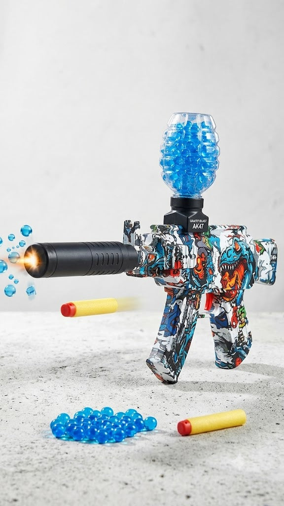 AK47 Style Electric Gel Blaster Toy Gun with 10,000 Gel Balls | Rechargeable Outdoor Shooting Game