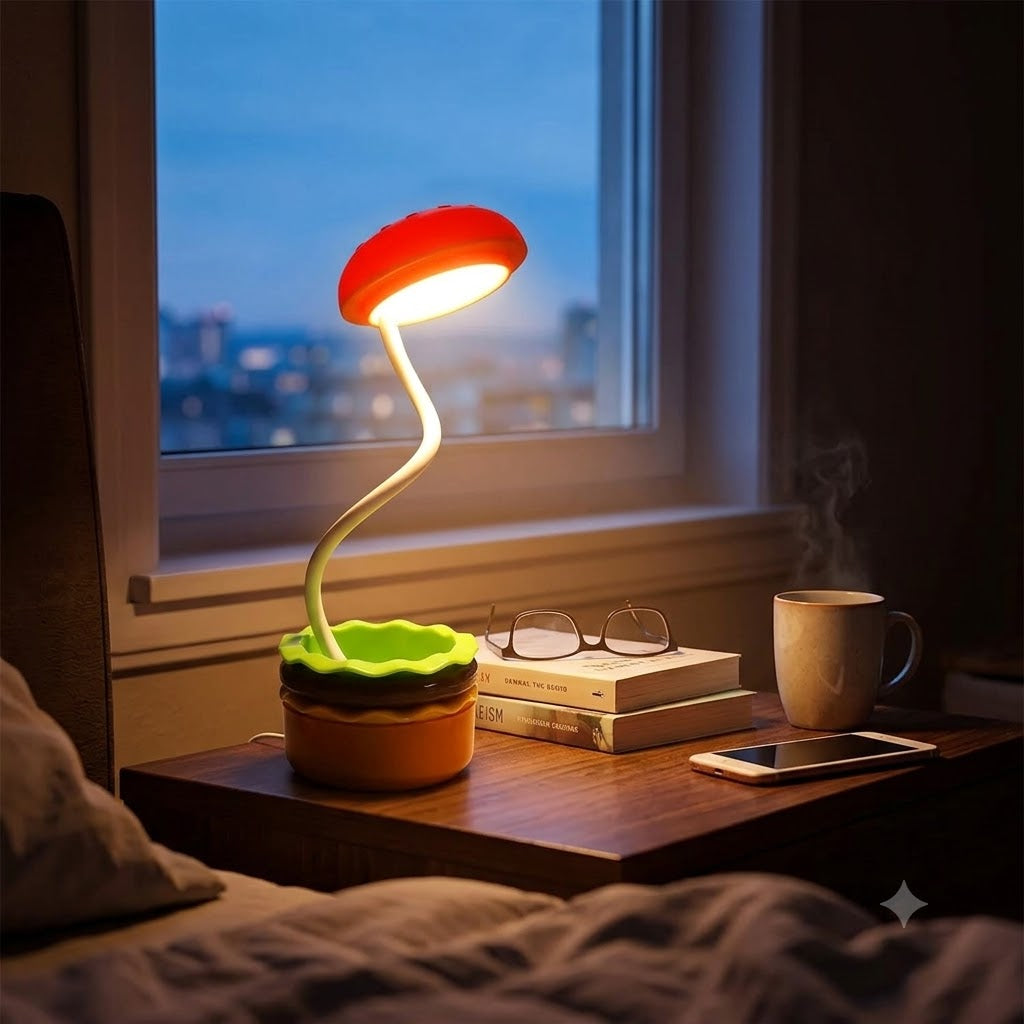 Burger-Shaped Rechargeable Kids Desk Lamp with Built-In Pencil Sharpener (USB Charging)