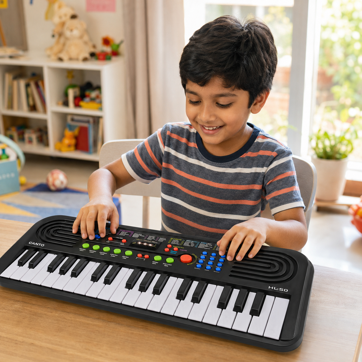 CANTO HL-50 Kids Electronic Keyboard Piano with 37 Mini Keys, Microphone, Tones, Rhythms & Music