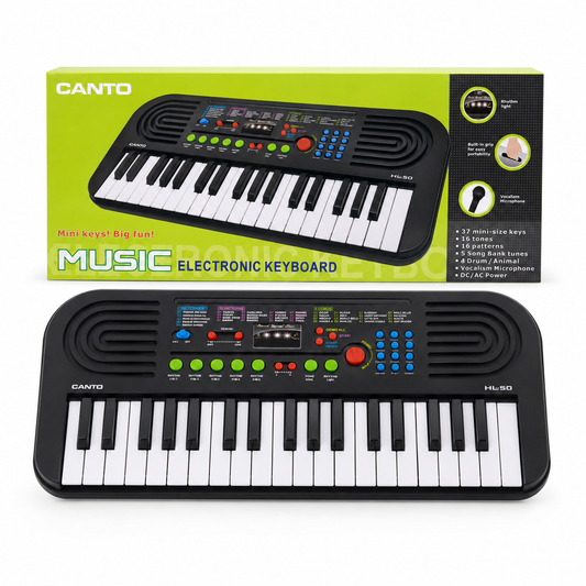 CANTO HL-50 Kids Electronic Keyboard Piano with 37 Mini Keys, Microphone, Tones, Rhythms & Music