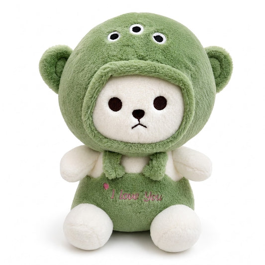 Cap Baby 50 CM Hooded Plush Soft Toy – Green & White with “I Love You” Embroidery