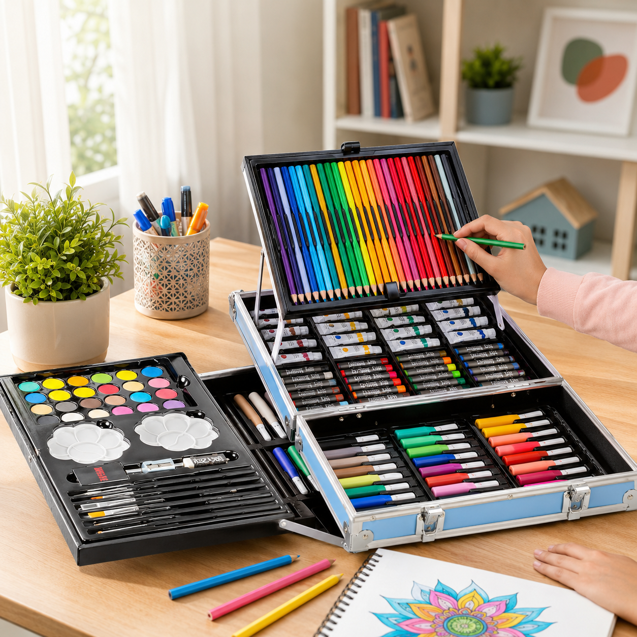145-Piece Kids Art Set with Space-Themed Storage Case