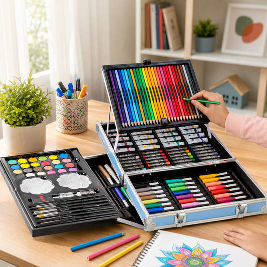 145-Piece Kids Art Set with Space-Themed Storage Case