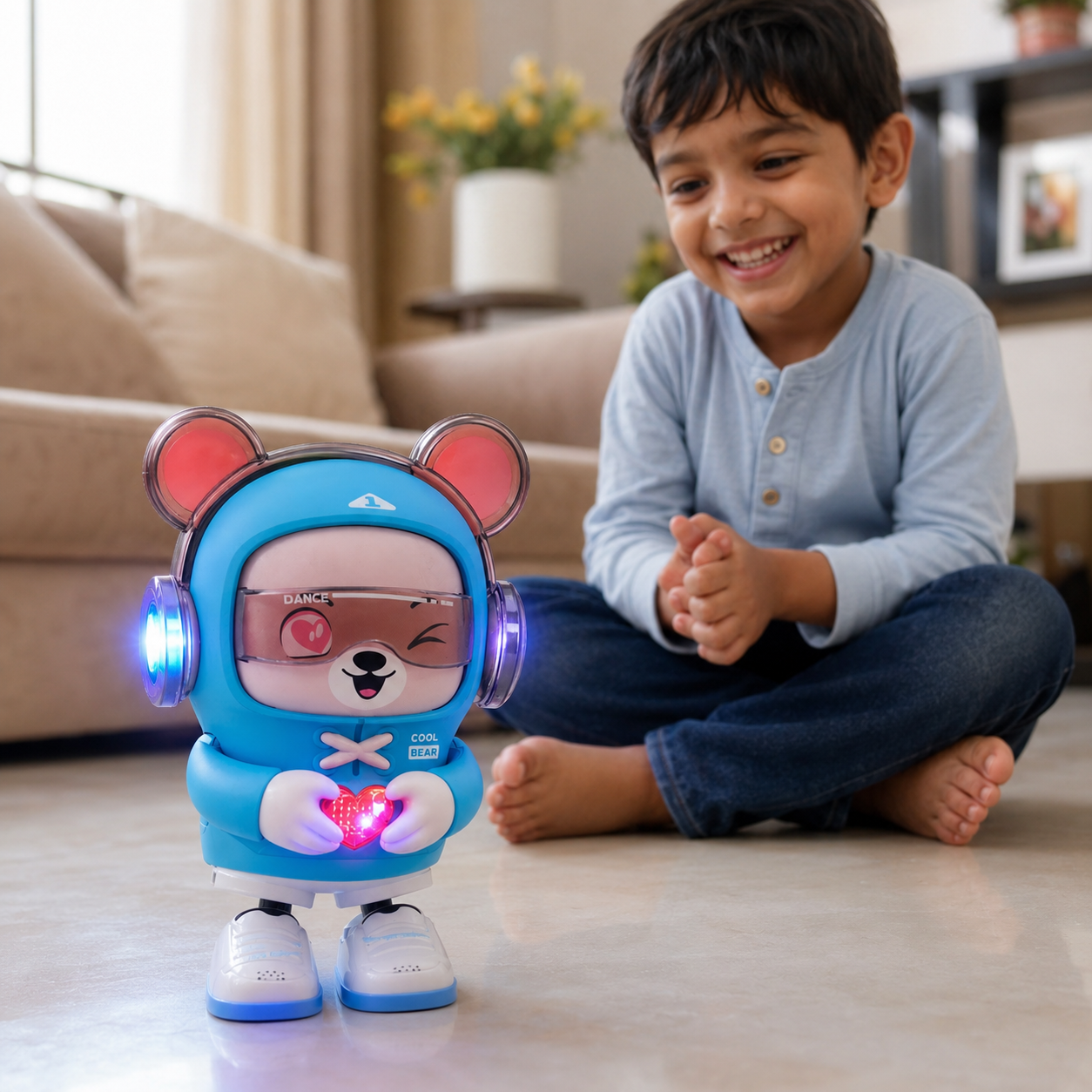 Dancing Bear Musical Toy with Music, Dance & Colourful LED Lights for Kids – Blue