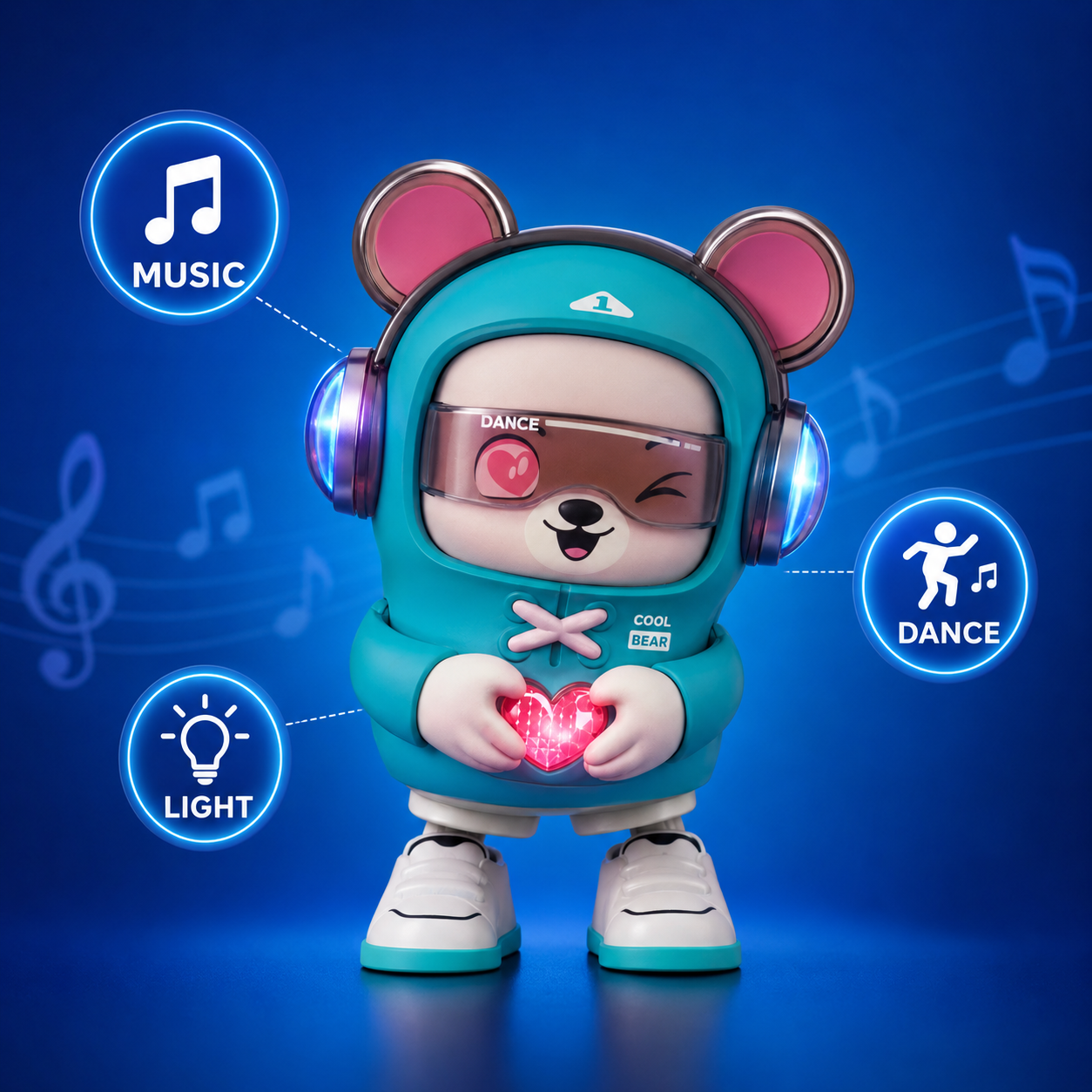 Dancing Bear Musical Toy with Music, Dance & Colourful LED Lights for Kids – Blue