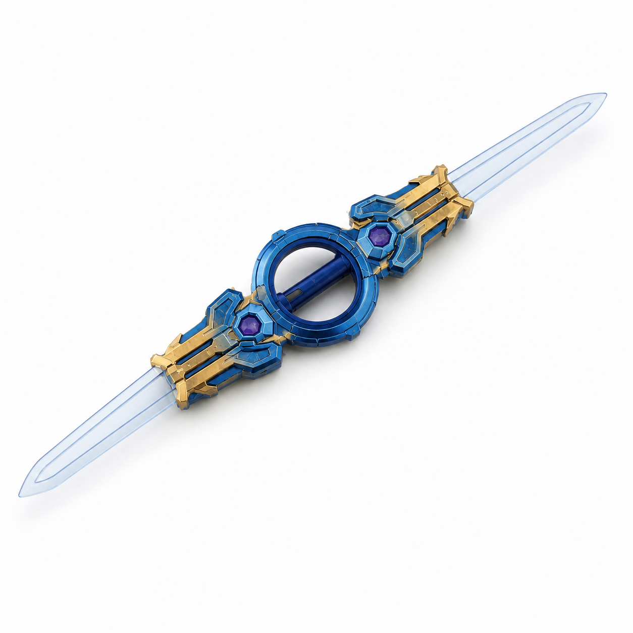 7-Color LED Double Blade Sword Toy with Sound FX, Smoke & Spark Effects – Rechargeable Anime-Inspired Cosplay Light Saber for Kids, Parties & Halloween