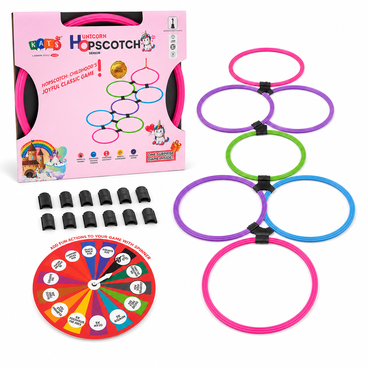 Unicorn Hopscotch Game for Kids with Activity Spinner – Indoor & Outdoor Active Play Toy