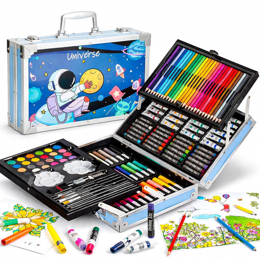 145 Pieces Art Set for Kids with Space Theme Storage Case