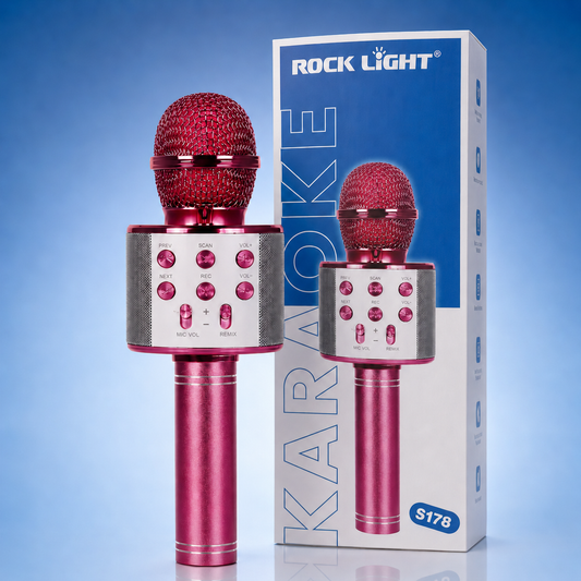 Rock Light S178 Portable Karaoke Microphone with Built-In Speaker, Recording & Remix Controls