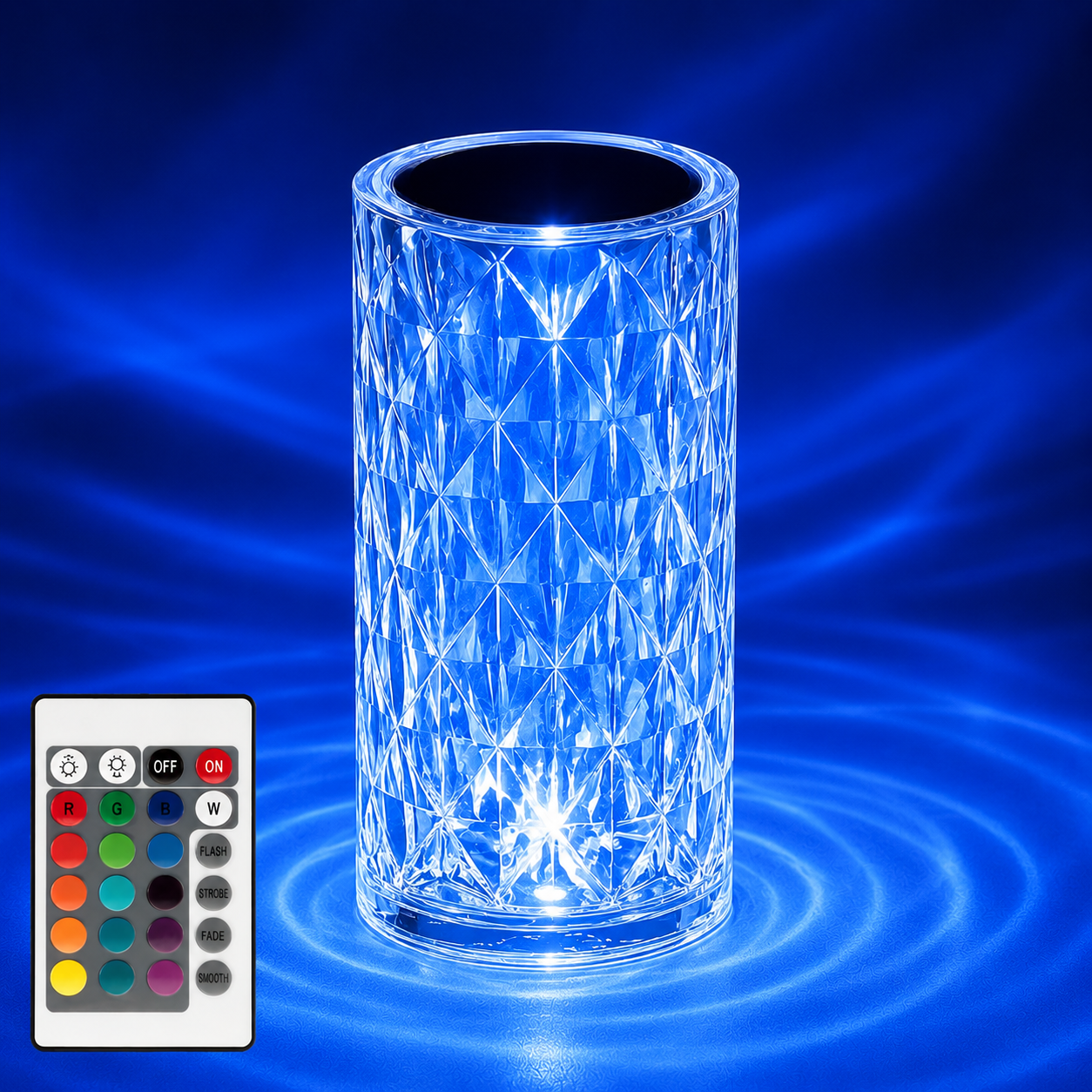 Crystal Diamond LED Table Lamp – 16 Color RGB Touch Night Light with Remote Control, USB Rechargeable Bedside Lamp for Bedroom, Living Room & Home Décor