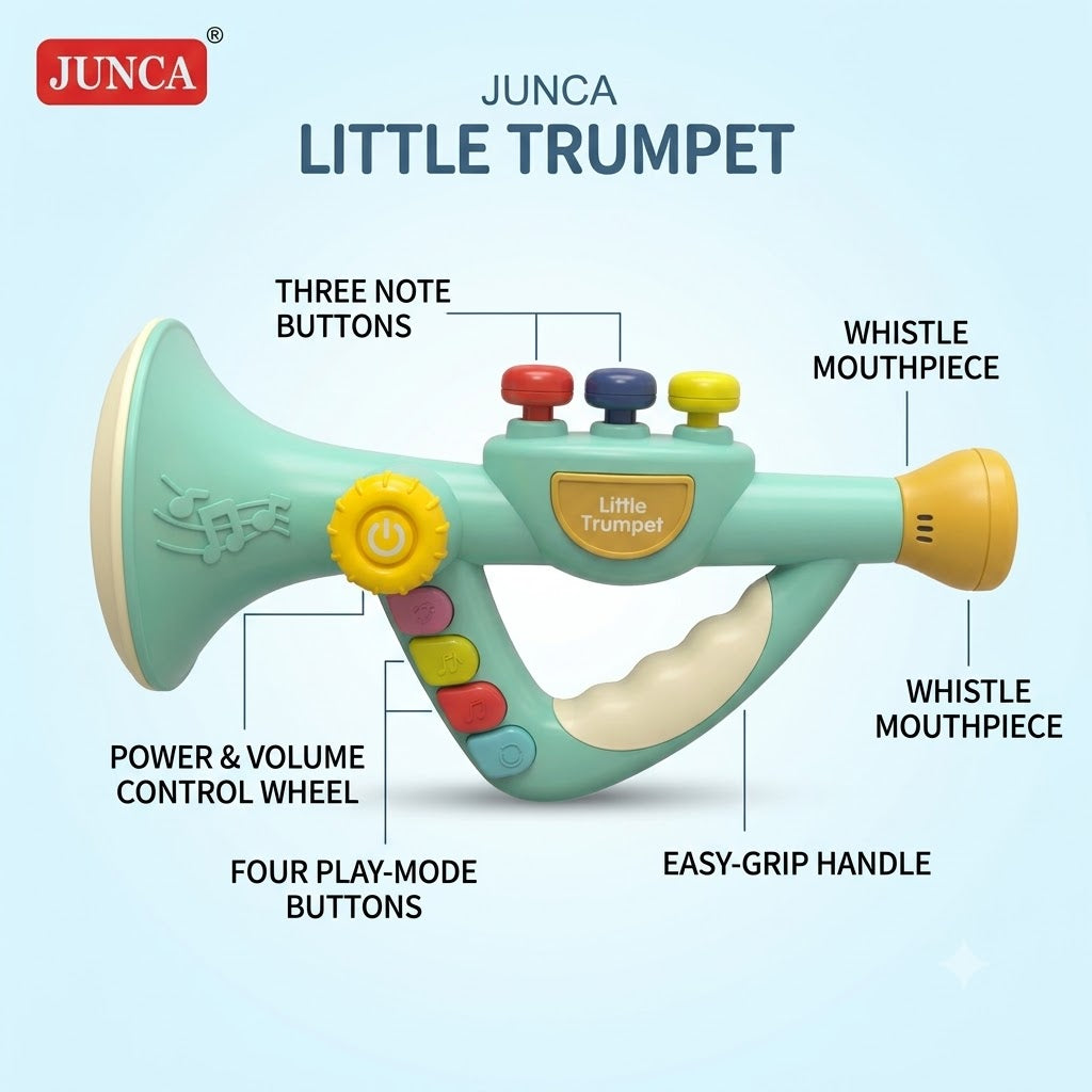 Little Trumpet Battery-Operated Musical Toy Trumpet with Light & 4 Play Modes (18M+)