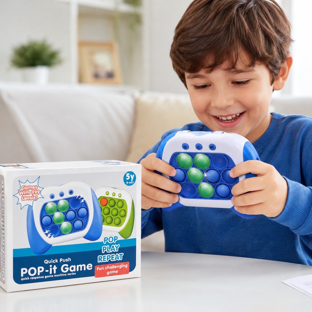 Quick Push Pop It Electronic Game for Kids with Lights & Sound, 999 Levels – Handheld Reaction & Memory Toy for Ages 5+