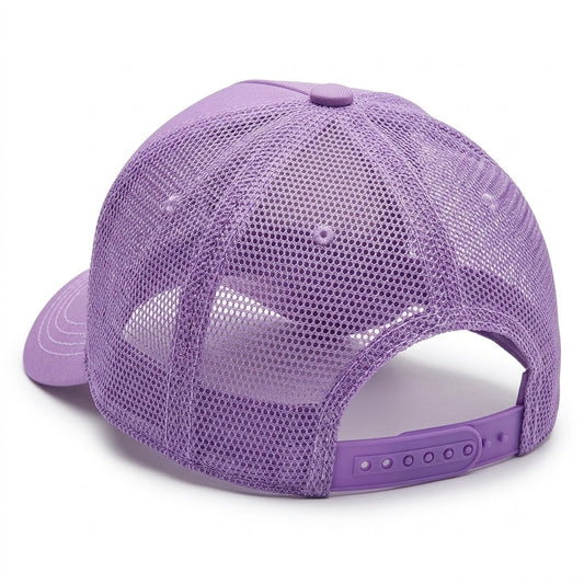 Kids cartoon trucker baseball cap with mesh back, adjustable snapback and 3D character patch (multiple colour variants)