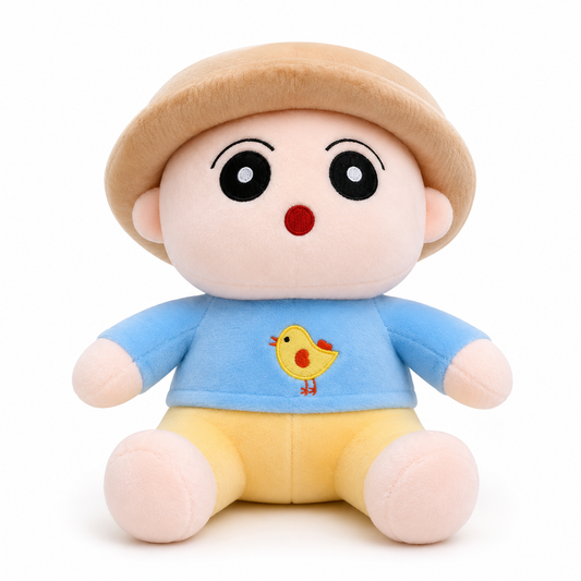 Cute Baby Plush Doll Soft Toy with Hat and Chick Design
